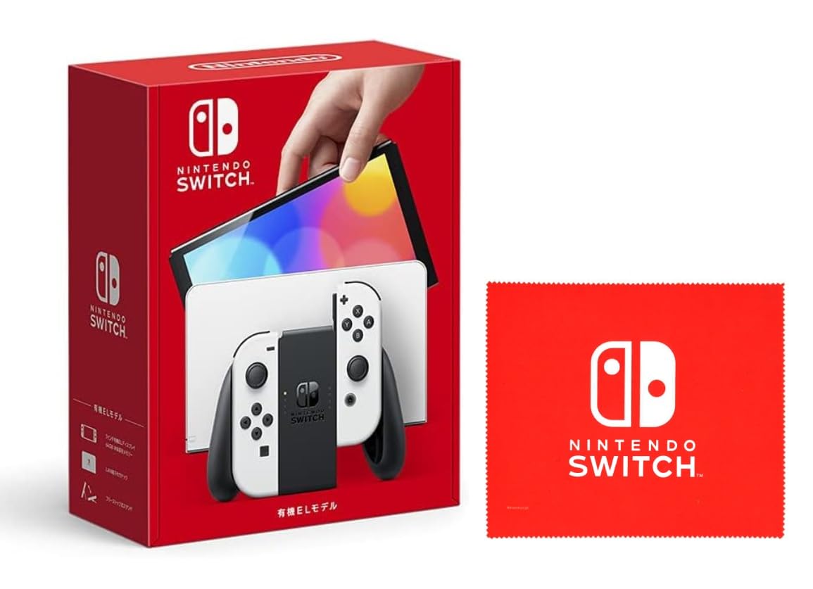 Nintendo Switch(有機ELモデル) Joy-Con(L)/(R) ホワイト【Amazon.co.jp限定】特典 Nintendo Switch ロゴデザイン マイクロファイバークロス 同梱