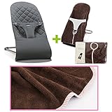 【今治タオルブランケットセットPK】babybjorn（ベビービョルン）バウンサー Bliss アンスラサイト（バウンサーカバーピンクストライプ）