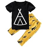 mioim ベビー服 上下セット ｔシャツ 三角系 シャツ 半袖 トップス ロングパンツ ズボン 着ぐるみ 新生児 男の子 女の子 黒 (90CM)