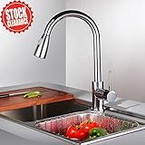 KES L6909 真鍮 シングルレバー ハイアーク プルダウン式 キッチン用水栓 引き込み式 プルアウト式 回転式水栓 クロムめっき 並行輸入品