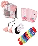 LaVie b085ギフトBOXベルトカバーチェリー&ニット帽アーガイルセットに可愛いレッグウォーマーレッグウォーマーレインボーとホワイトドットソックス付きのラグジュアリーギフト