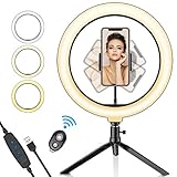 JPARR LEDリングライト 10インチ 照明 3色調光 三脚 USB給電式 Youtube TikTok 撮影 生写真