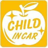 imoninn CHILD in car ステッカー　【マグネットタイプ】　No.63　リンゴ　（黄色）