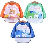 男の赤ちゃん 食事用スタイ・エプロン 長袖 ベビービブ 3枚セット