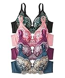 [ニッセン] ブラジャー 花柄刺しゅうフルカップブラジャー４枚組 4枚組(グレースカラー) D70