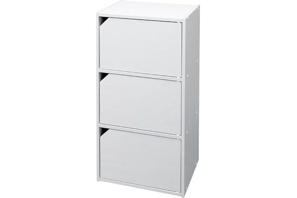 アイリスオーヤマ カラーボックス 収納ボックス 本棚 扉付き 3段 幅36.6×奥行29×高さ73.2cm オフホワイト モジュールボックス MDB-3D