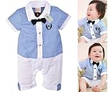 Goodparty 男の子 ベビー ロンパース フォーマル 半袖 男児 子供服 出産祝い スーツ 入園式 カバーオール 蝶ネクタイ付き80cm