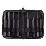 Ideagle ガンスミス ピンポンチセット ローレットグリップ 本体刻印サイズ 8本組 1/16"-5/16" 高炭素鋼 焼き入れ ドロップ鍛造 ジッパーポーチ付