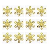 デコ素材 金属ステッカー 神聖幾何学模様ステッカー エネルギーステッカー 六芒星ステッカー 生命の花 Metatron Cubeのステッカー ゴールド3cm 8種類 (Metatron Cube&7 Chakra, 12 枚)