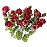 【Blooming＆me】 フラワーデザイナー推薦 高品質 上質な造花 bloomフラワー インテリア ローズ ギフト ３本セット 選べる4色 (ワイン) [並行輸入品]