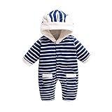 F YX　ベビーbaby ロンパース　チエック柄　カバーオール 帽子付き　フード付き 　かわいい　くま耳付き　ベビー服　男の子　柔らかい (66cm, ブルー)