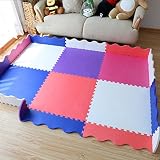 子供のモザイククロールマット、ベッドルームフォームクライミングマット、ホームフォームパッド60 * 60 * 1.4cm (Color : Blue)