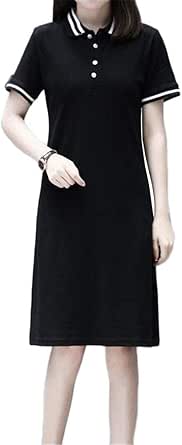 Amazon Co Jp リングルー ポロシャツ ワンピース ロングtシャツ レディース 半袖 Polo襟 ボーダー シャツワンピース 薄地 トップス 学生風 カジュアル ゆったり ミニ ポロワンピース スリム 通気 シルエット 服 ファッション小物