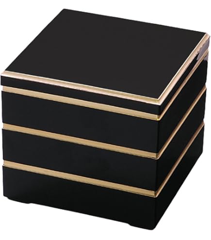 Amazon｜若泉漆器 3段重箱 4寸重 黒 梅花(内黒) H-155-75-A｜重箱