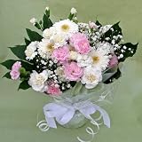 104【お供えの花】スタンド型花束・ブーケ型アレンジメント白を基調に淡いピンク