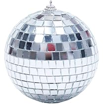 Amazon.co.jp: ミラーボールぶら下げディスコの照明ボール15cm銀の