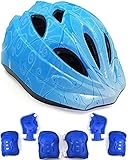 YRINA 子供用 ヘルメット 自転車 こども 用 キッズ 肘 膝 手首 プロテクター セット 調整可能 軽量 幼児 サイクリング (ブルードリーム（Sサイズ）)