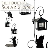 猫のシルエットスタンド付きガーデンライト　２灯タイプ