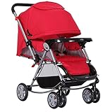 (ヘラサ)Herasa　両対面ベビーカー　ベビーロッキングチェア　ベビーバギー　折りたたみ　振動・吸収　多機能　「対象月齢：6ヶ月～36ヶ月」 (赤)