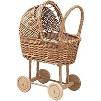 レトロなベビーカー Amazon | Fiegcit 手押し車ベビーカー 天然柳おもちゃ 子供遊び