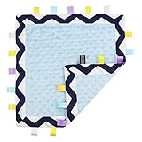 5 Colors - TAGZ Tag Blanket for Infants by CRAZZIE (Navy Zigzag with Blue Dot-Minky) by CRAZZIE TAGZ