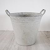 ブリキ製植木鉢 ウーノ リーフラウンド 21.5x19.5cm 穴有り 2個入り