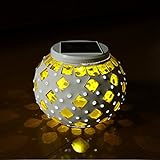 ソーラーライト ガーデン LED 防水 最大12時間点灯 100×130 （イエローのガラス）ガーデンライト / 庭の照明 / ガラス / イルミネーション / ガーデニング / ソーラー / ライト