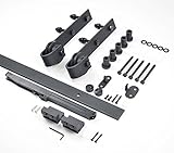 Diyhd ソフト ラスティック ブラック スライディング バーン ドア ハードウェア トラック キット 5ft-soft closing kit SC04-5FTSOFT