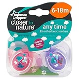 Tommee Tippee Closer to Nature Anytime Pink Soothers 6-18mth (2 per pack) 6-18Mth近い自然いつでもピンクおしゃぶりにトミ
