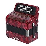 アコーディオン 22キー8ベースピアノアコーディオン教育音楽楽器のおもちゃ アコーディオンボタンリード楽器 アマチュア初心者のための学生音楽愛好家のパフォーマンス(赤)