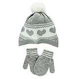カーターの赤ちゃんの女の子ニットビーニー冬スキー帽子とストレッチミトングレーHearts カラー: グレー