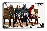 古いMarvel DC Comic elderly Superheroesキャンバス壁アート 44" X 26" DP_2311