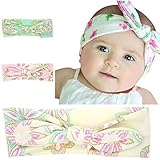 Prettyia 3枚入り　お買い得　赤ちゃん　女の子　ファブリック　花柄　ウサギの耳　ヘアバンド　ターバン　髪飾り　写真道具