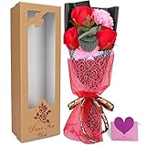 YOBANSA レグランス ソープフラワー 花束 ギフトボックス 誕生日　父の日　記念日　先生の日　バレンタインデー　昇進　転居など最適としてのプレゼント (赤)