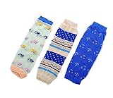 ベビーコットンソックス赤ちゃんレギンス快適なレッグガード、3セット（青）