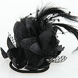 SODIAL(R) フェザーレースフラワーコサージュヘアバンドクリップブローチピンカクテルファッシニネーター