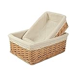 RURALITY シンプルかつエレガント ウィッカー 収納バスケット 内張り布付き (セット)