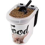 Paw Prints 15 Pound Plastic Pet Food Bin Carlos the Bulldog Design Includes Measured Scoop 12.75 x 1