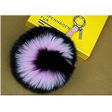 大きいflufflyリアルフォックスファーポンポン人形ボールキーホルダー・バッグのチャームのリング (19)