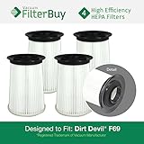 4 - Dirt Devil F-69 (F69) HEPA Replacement Filters, Part 440002214. Designed by FilterBuy to fit Dir