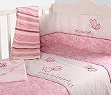 BABY NURSERY BUTTRFLY DESIGN BEDDING 2 PIECE BALE SET QUILT AND BUMPER SET PINK by My Little World