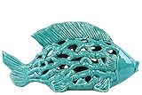 Urban Trends Collection 32606 Ceramic Big Fish Figurine with Holes and Coral Side Design - Gloss Tur