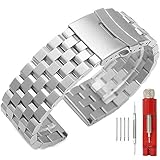 5行 時計バンド 22mm 腕時計 ベルト 時計 シルバー 時計 メタルバンド 22mm 時計バンド ステンレス 時計ストラップ ブレスレット メンズ