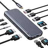 デュアル DiplayPort USB C ノートパソコン ドッキングステーション トリプル4Kモニター 12-in-1 8K HDMI USB C ハブ 2DP HDMI 10Gbps USB A&C 2 USB 2.0 RJ45 オーディオ SD/TF 4.0 PDアダプタードック Lenovo/Dell/HP用