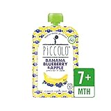 バニラ100グラムのヒントと有機リンゴ、バナナ＆ブルーベリー (Piccolo) (x 4) - Piccolo Organic Apple, Banana & Blueberry with Hint