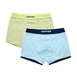 【ノーブランド品】 2枚セット　キッズ　ボーイズ　ストライプ柄　コットン　下着　ボクサー　ブリーフ　パンツ　全5サイズ2色 - 青+緑, 130cm