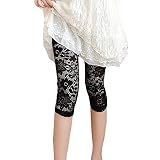 【ユウエ】レース ショートパンツ ストレッチ レディース パンツ ボトムス スリム 七分丈 インナー付き 美脚 012-wy-742a(Ｌ ブラック )