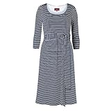 Decdeal 女性 マタニティ ドレスローブ ラウンドネック 3/4袖 妊娠服 ベルト付き ストライプ