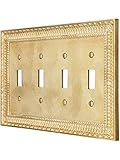 PisanoクアッドGangトグルスイッチプレートin Unlacquered真鍮 R-010MG-190-PB