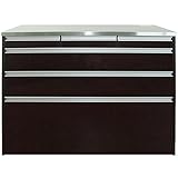 【室内設置サービス付き】【製造直販】【日本製】【完成品】ステンレス天板 NEWルフレ鏡面キッチンカウンター120／レインブラウン